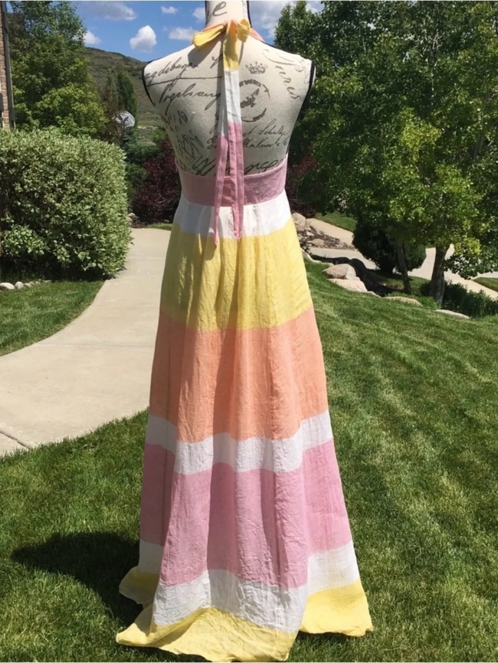 J Crew Collection Linen Halter Maxi Dress